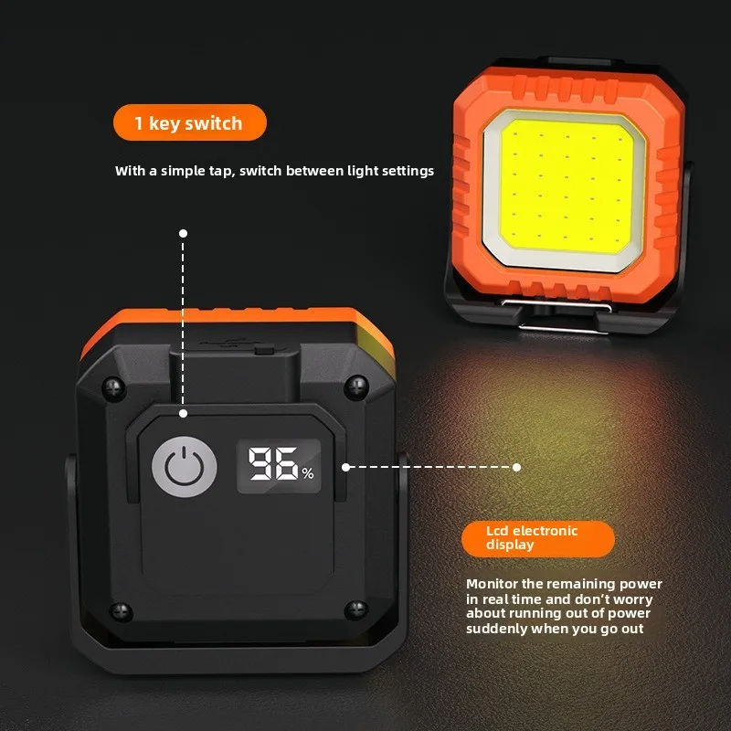 Multifunctional Strong Light LED Flashlight with Magnetic Suction Base for Car Work Light and Hanging Portable Camping Lamp