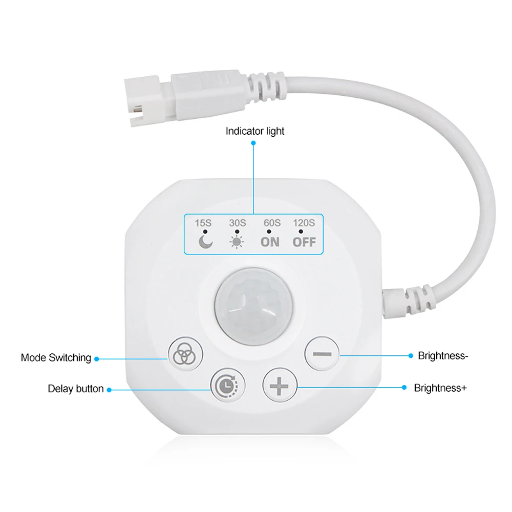 5V-24V PIR Motion Sensor for Running WS2811 2835 COB Running Water Flowing LED Strip Horse Racing Light Dimmable Timer Control