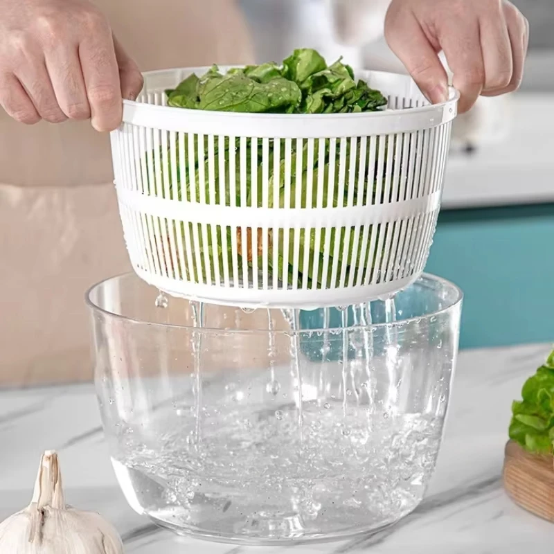 

Vegetable press dehydrator, salad dryer, vegetable washing basin, water draining device, manual fruit washing dehydrator