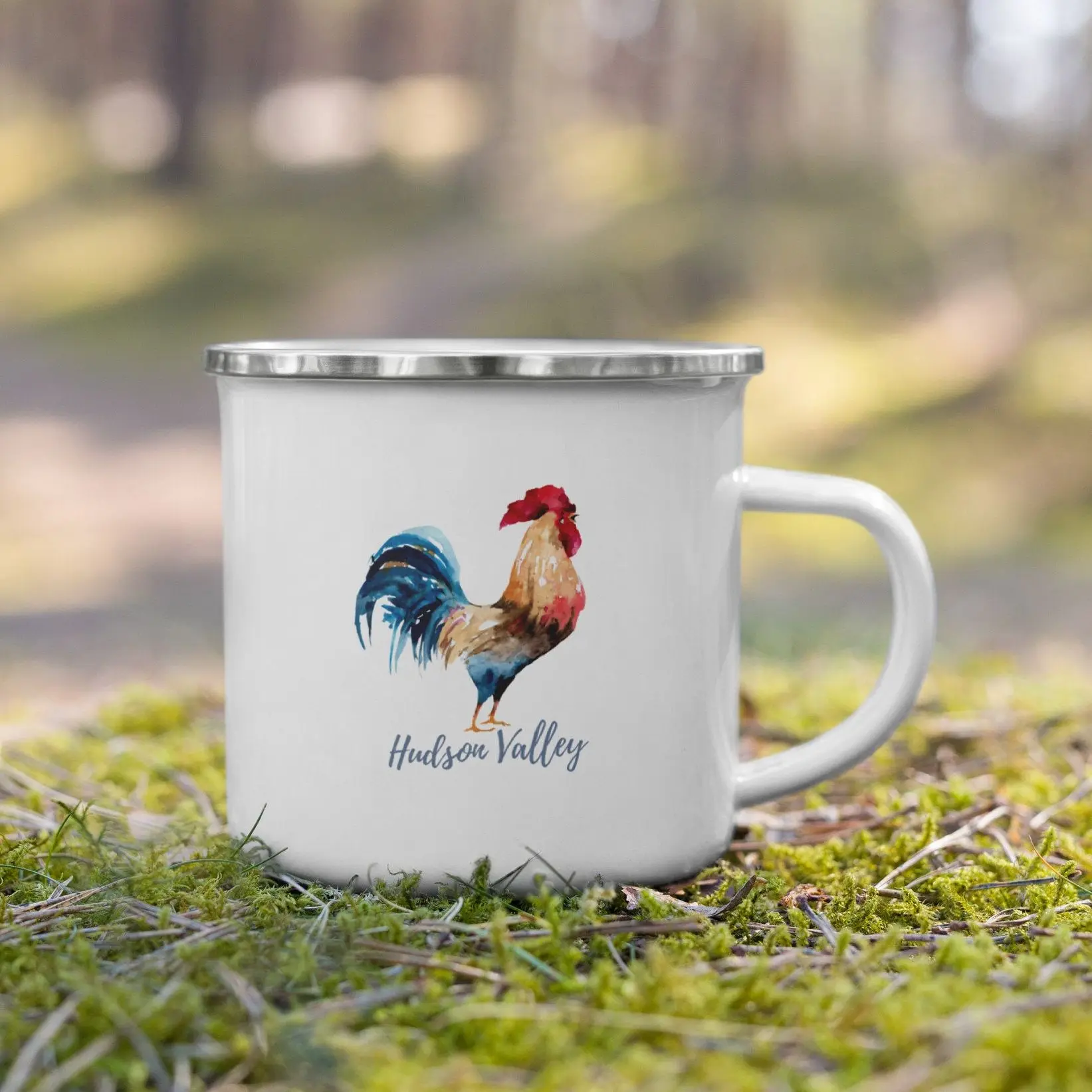 Rooster Enamel Mug 12oz Boy friends Campfire Beer Mug 12oz Men office Coffee Mug