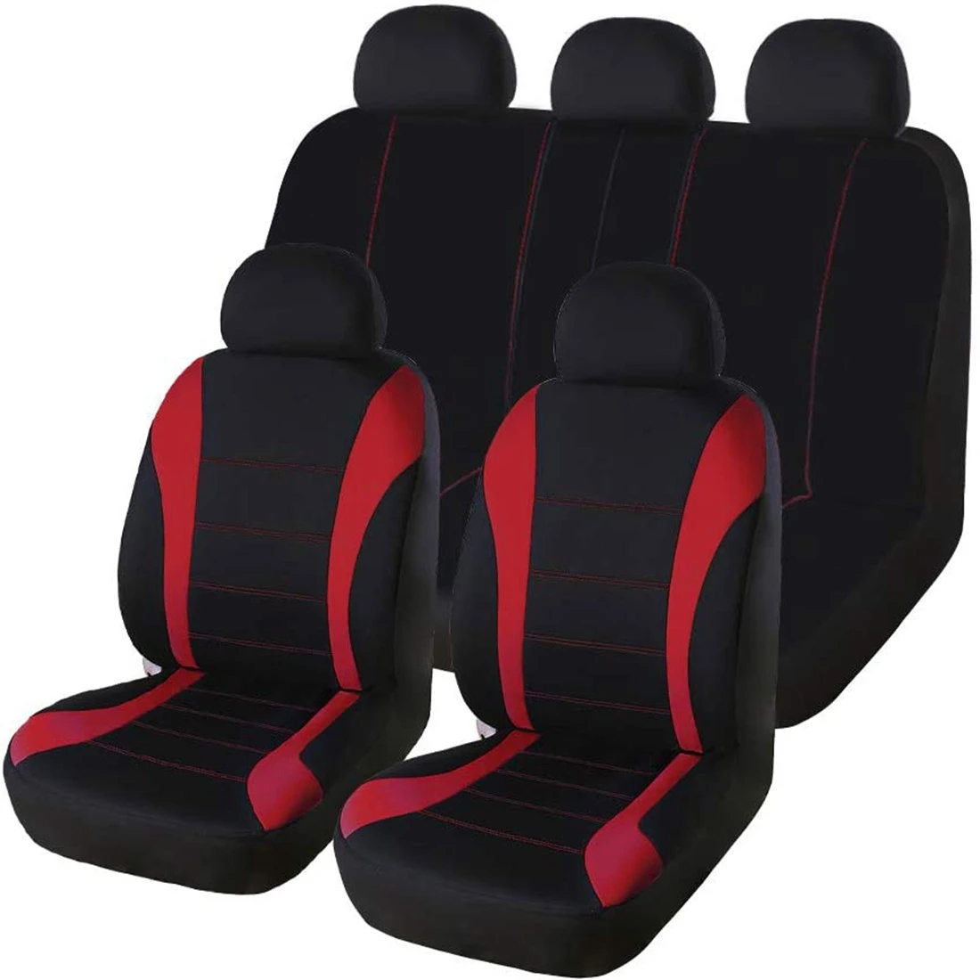 

9PCS Automobiles Seat Covers Front Car Seat Covers Front Airbag Ready Sport Bucket Seat Cover(Black +