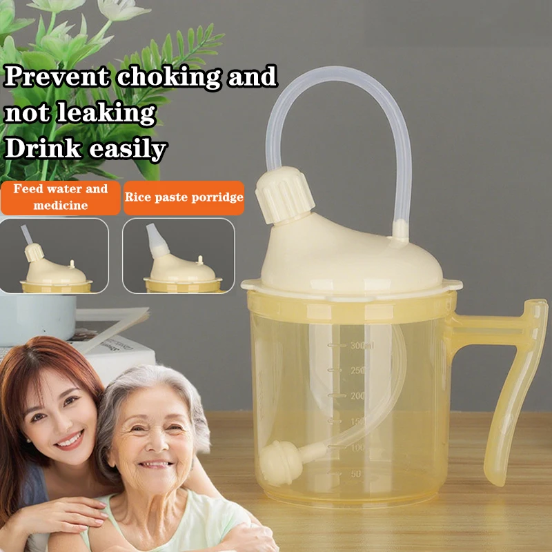 Adult Sippy Cup Handle Plastic Mug Drinking Cup Disabled Lying-in Woman Elderly Spill Proof Dysphagia Cup Parkinsons Aids Living