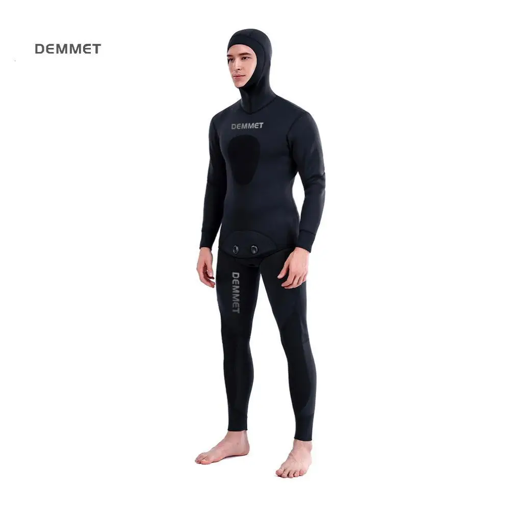 HOT 3mm Camouflage Wetsuit Long Sleeve Fission Neoprene Submersible For Men Keep Warm Top and Pants Two-piece Hooded Diving Suit