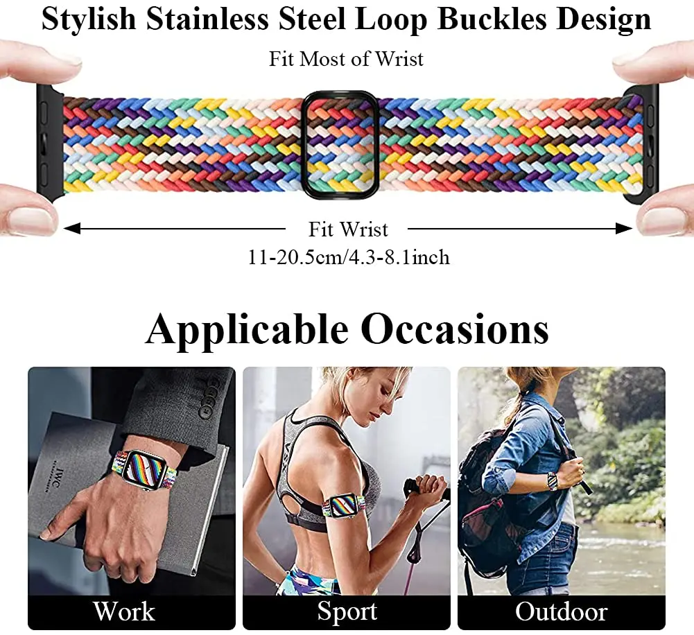 Strap For Apple Watch band 44mm 40mm 45mm 41mm 49mm 38mm 42mm Elastic braided bracelet iwatch series 7 se 5 6 8 ultra 49mm band