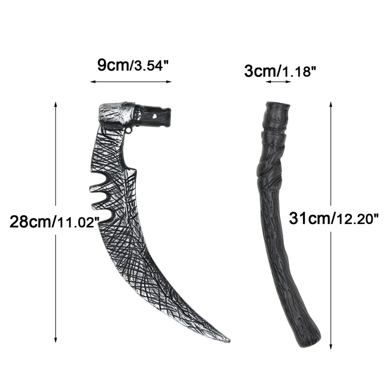 Accesorio de hoz de arma de plástico para Halloween para niños, niñas y adultos, decoración de Cosplay de Carnaval de Halloween, juguete para niños