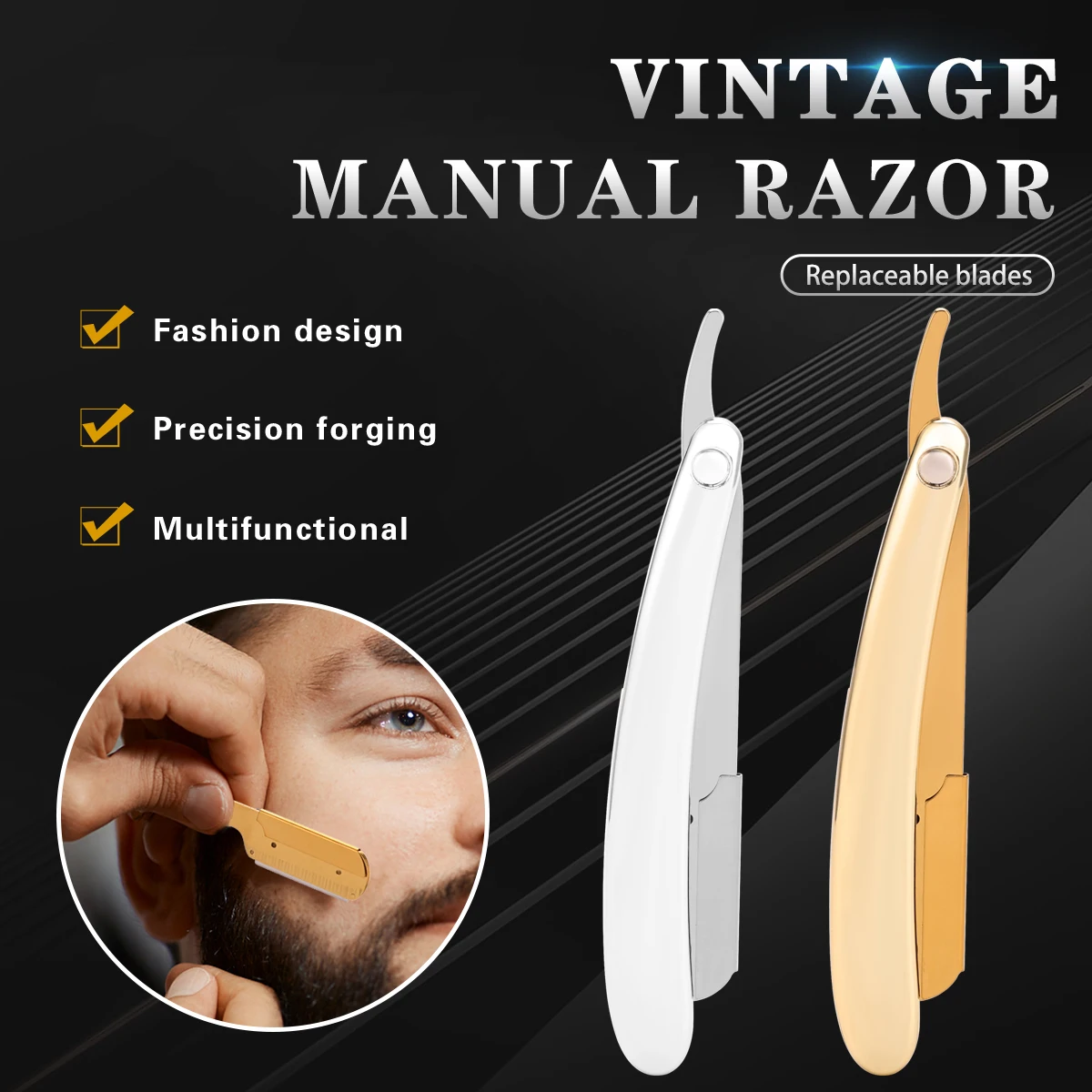

Professional Manual Straight Edge Razor Stainless Steel Sharp Folding Shaver Beard & Facial Hair Trimmer Holder Case Barber Tool
