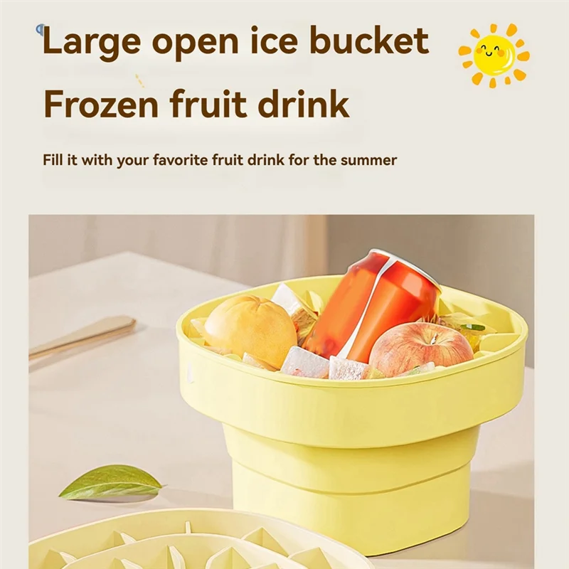 VEHO-Silicone Telescopic Ice Bucket Folding Silicone Press Homemade Frozen Ice Household Ice Storage Box.