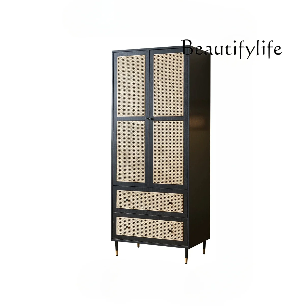 

Nordic rattan wardrobe modern simple bedroom small apartment storage Japanese retro storage wardrobe