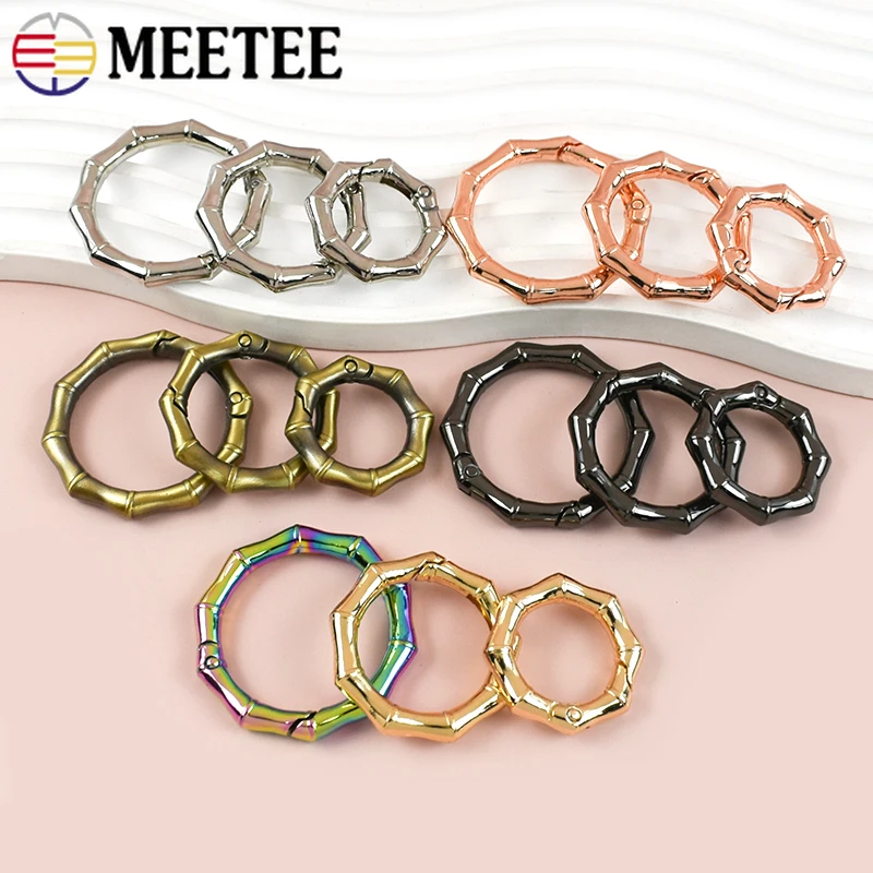 

5/10Pcs Bamboo Shape Carabiner Rings 20-38mm Spring Metal Buckles Keyring O Ring Connector Buckle Dog Collar Snap Hook Hardware