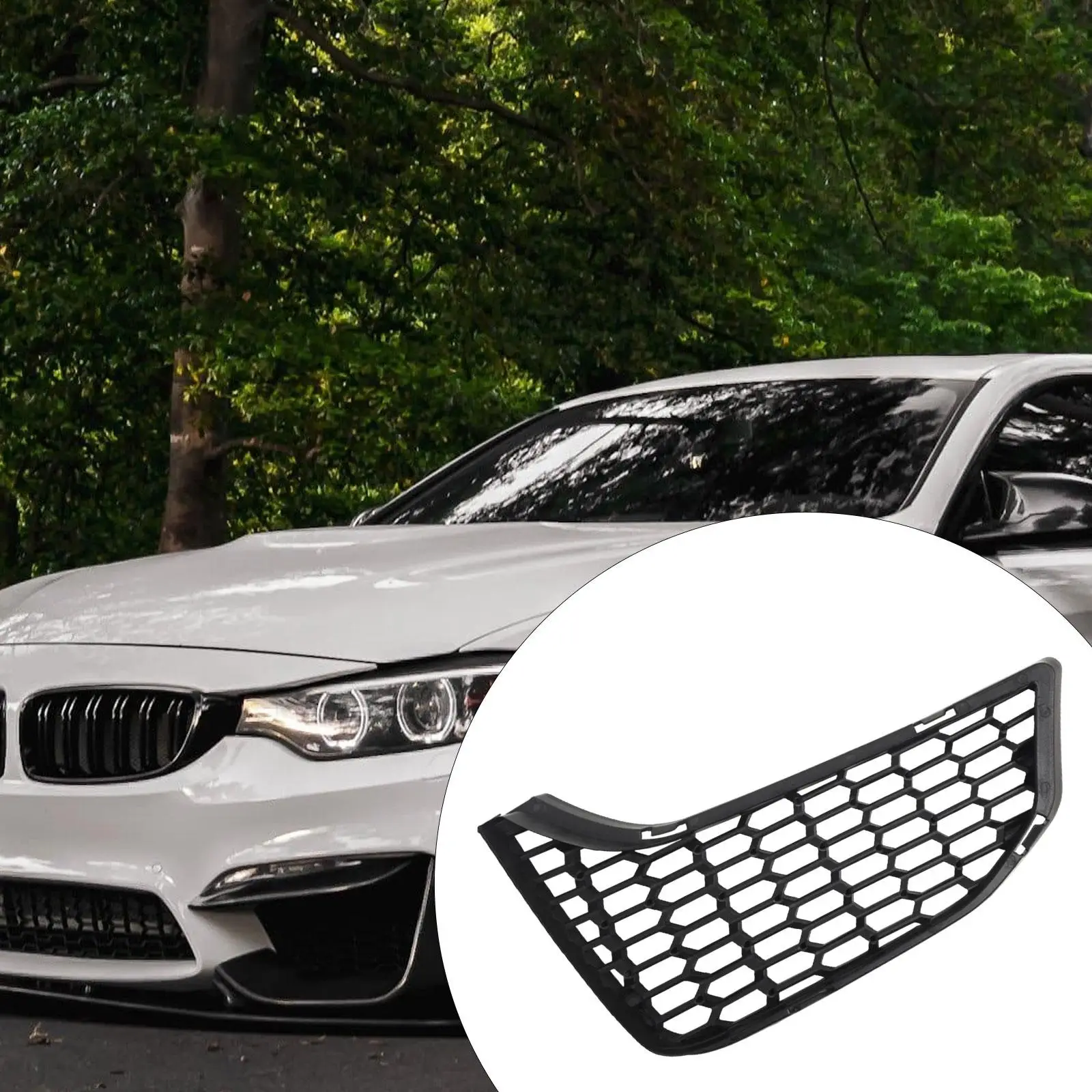 

Передний бампер, решетка воздухозаборника, левое крепление, автокомпонентная сетчатая решетка, нижняя крышка переднего бампера для BMW 2014-2018 F82 M3