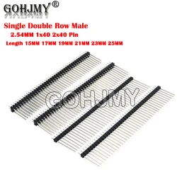 단일 이중 열 수 끊어짐 핀 헤더 커넥터 스트립, 아두이노 블랙 2.54mm, 40 핀, 1x40, 2x40, 길이 15mm ~ 25mm, 10 개