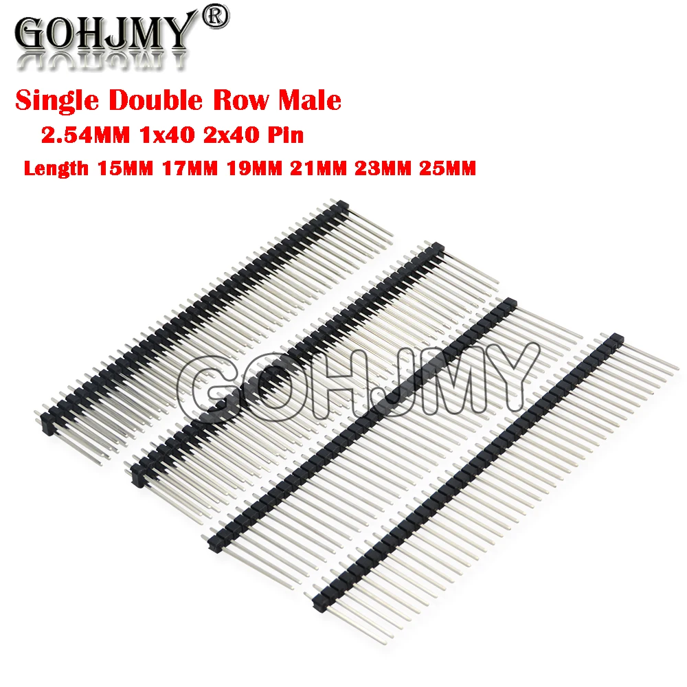 10PCS 40 Pin 1x40 2x40 Length 15MM~25MM Single Double Row Male Breakable Pin Header Connector Strip For Arduino Black 2.54MM