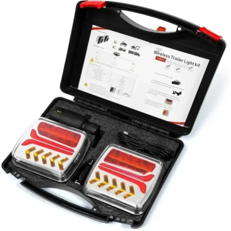 Kabellose Magnetische LED-Anhängerbeleuchtung 30M Rücklicht Bremslicht Blinker Kennzeichenbeleuchtung IP65 Wasserdicht für Wohnwagen RV Camper LKW Boot
