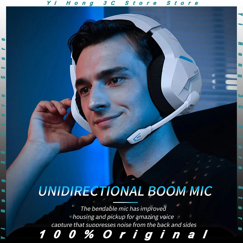 BINNUNE BW01 Wireless Gamer Headset with Mic for PC PS4 PS5 2.4G Bluetooth USB Gaming Headphones with Mic for Laptop Computer