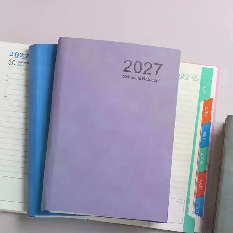 2027 Daily Planner PU Leather Band Notebook Day Time Management Journal 320 Pages Schedule Book