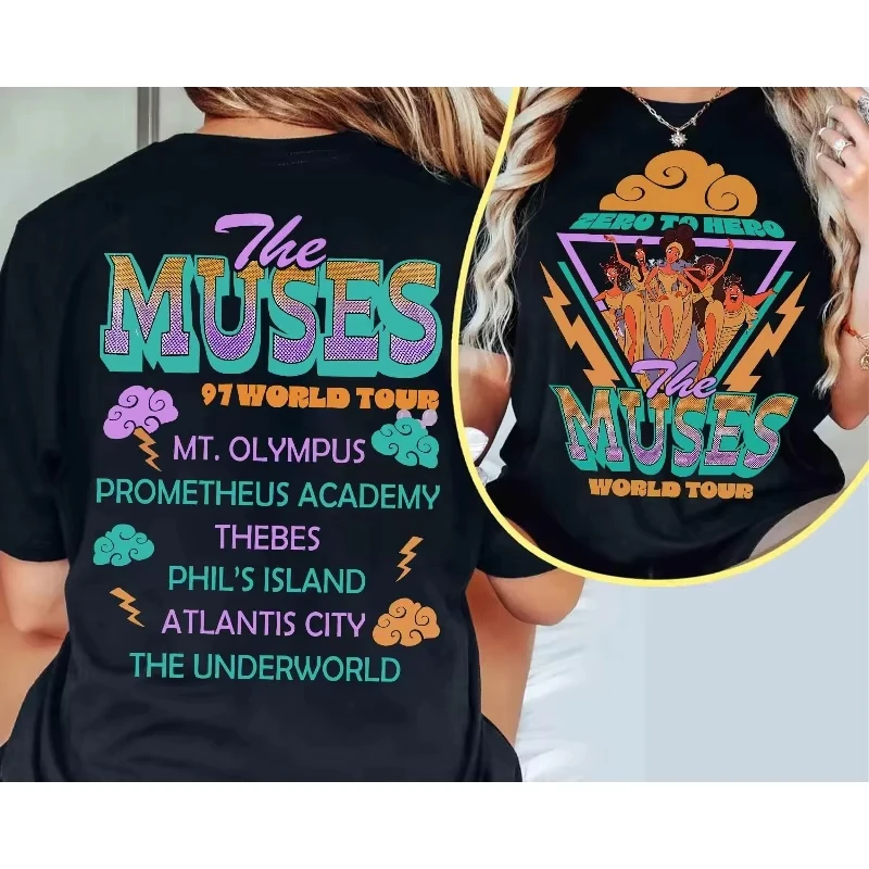 Camiseta Retro Disney Retro Hercules Muse 97 World Tour, camiseta informal para las cuatro estaciones para hombres y mujeres, camiseta de moda informal adecuada
