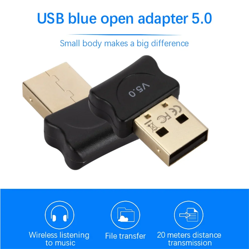 Adaptor USB Bluetooth 5.0, Dongle penerima Audio nirkabel Bluetooth 5.0 untuk komputer Pc Laptop Earphone Printer transmisi Data