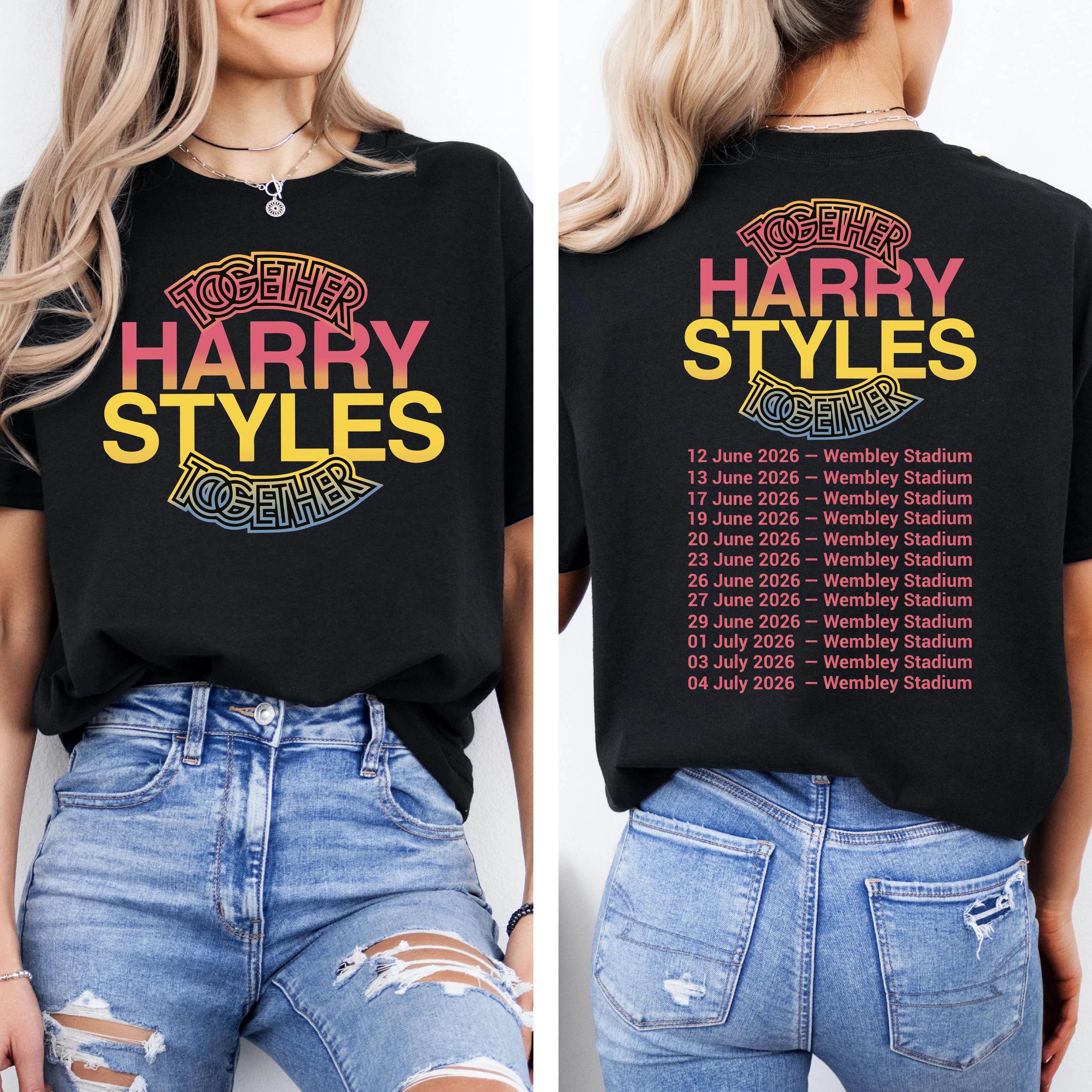 Camiseta de la gira de Harry Styles Together London 2026, novedad de verano, 100% algodón, camiseta de gran tamaño con cuello redondo para hombre y mujer, de alta calidad