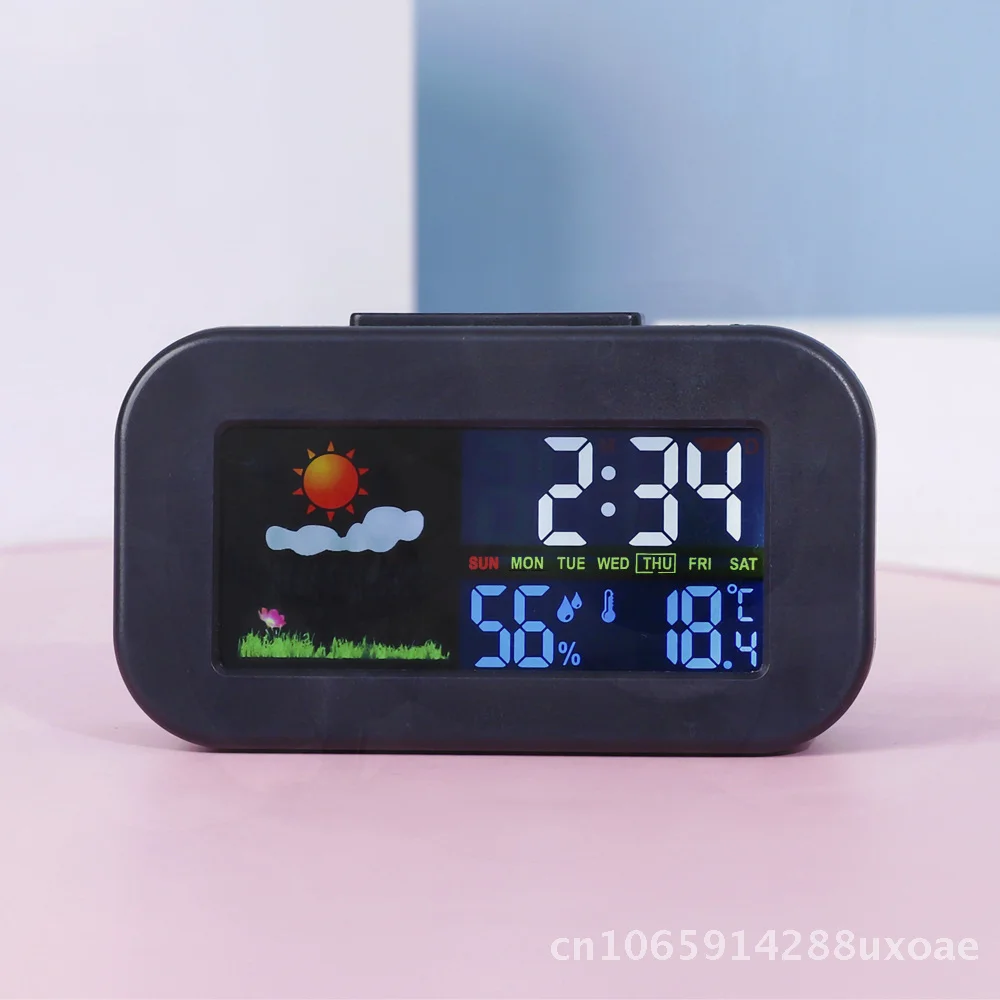 Digital Smart Backlit Clock with Timer Weather for Color Multi-Function Student Dormitory Display Alarm Screen