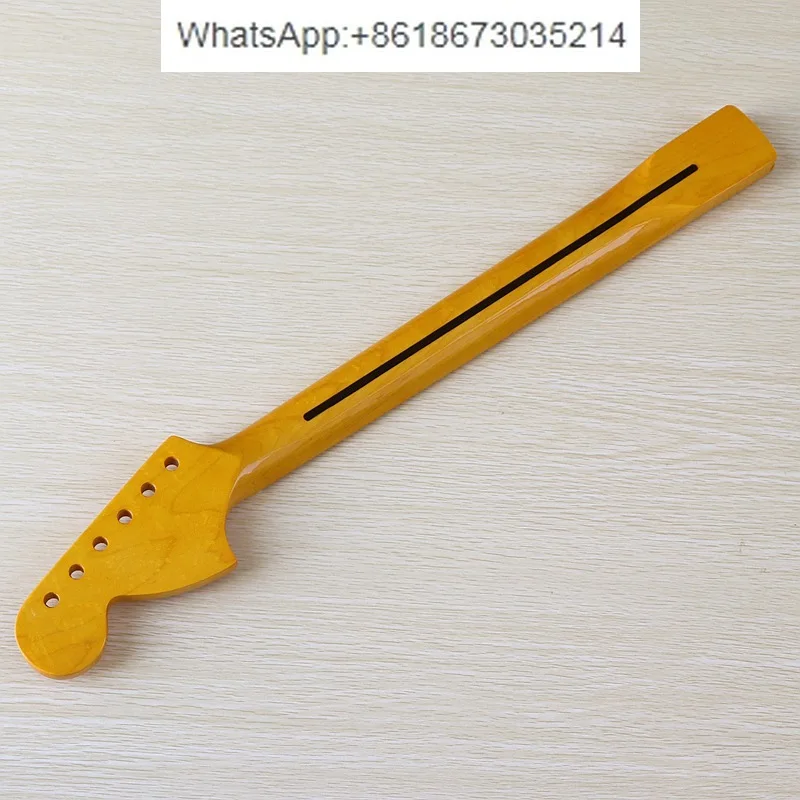 1PCS  Electric guitar neck 6 strings 22 frets big head neck with maple bright yellow back centerline handle