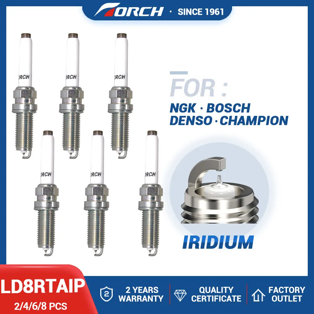 

2-8PCS China Original High Performance Torch Spark Plugs LD8RTAIP Iridium Platinum Candle Auto Power Automobile Replacement Part