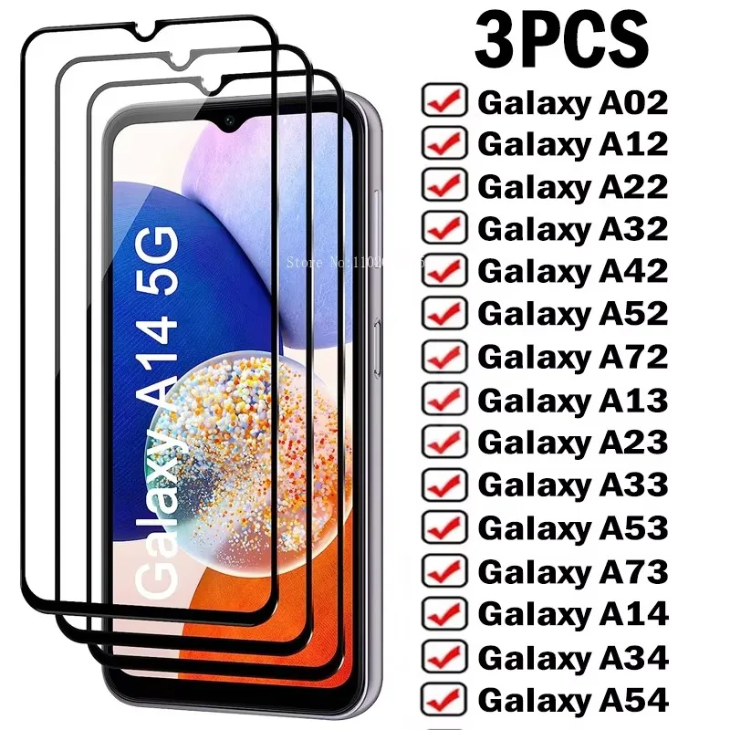 

3PCS Tempered Glass for Samsung Galaxy A12 A22 A32 5G A52 Screen Protector on Samsung A14 A34 A54 A24 A13 A23 A53 A73 A33 Glass