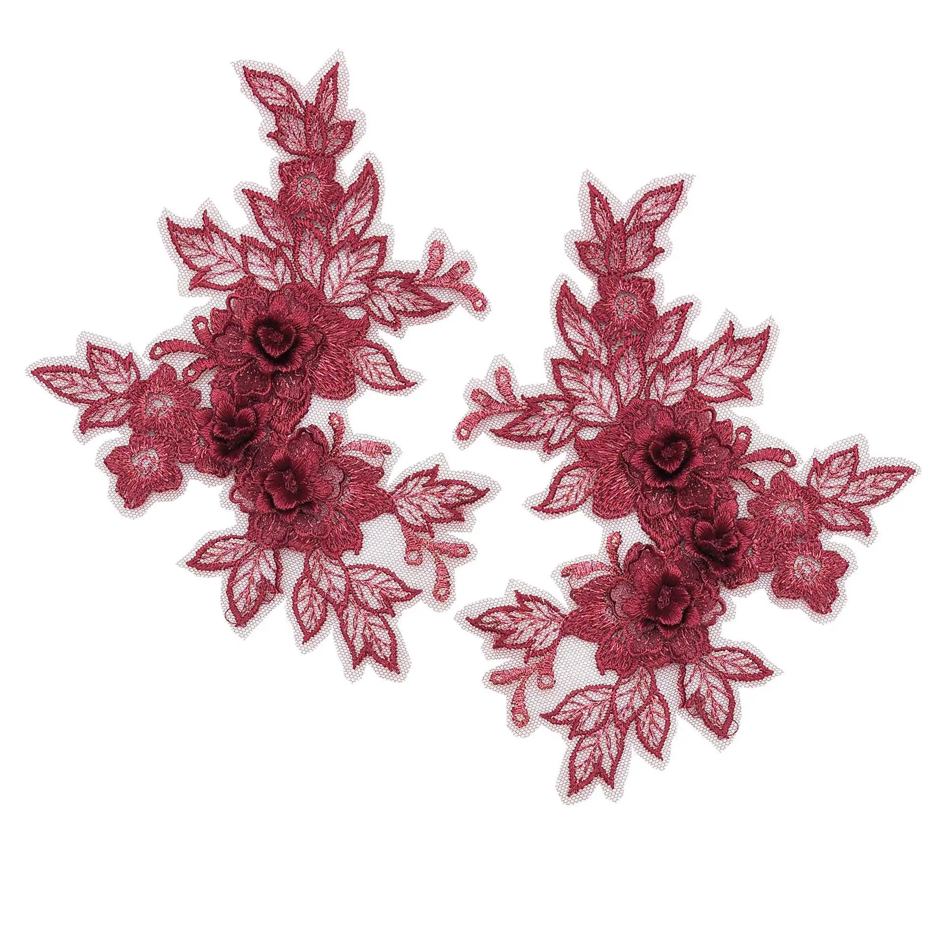 Tule Geborduurde Kant Trim 3D Borduren DIY Applique Patches Bloemenmotieven voor Schoenen Hoeden Decoratie Kleding Accessoires