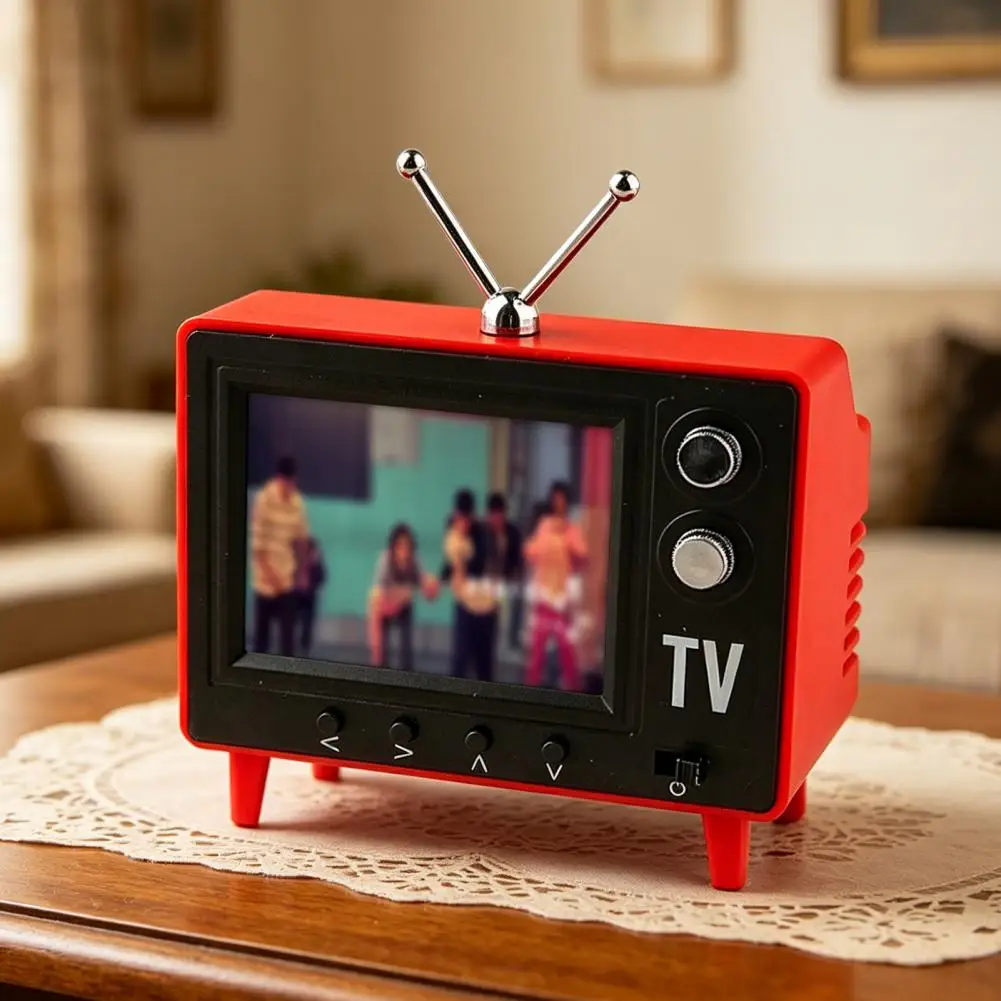 Mini Cartoon TV, Type-C Rechargeable Mini Retro TV Player with 8GB Memory, 1:12 Scale Dollhouse Miniature for Dollhouse Decor - view 3