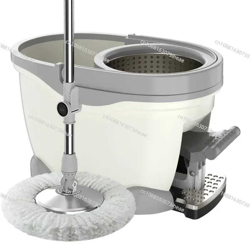 Spin Mop Bucket Portable Magic Double Drive Stainless Steel Hand Pressure Rotating with Head Household Floor Cleaning Set WF6273