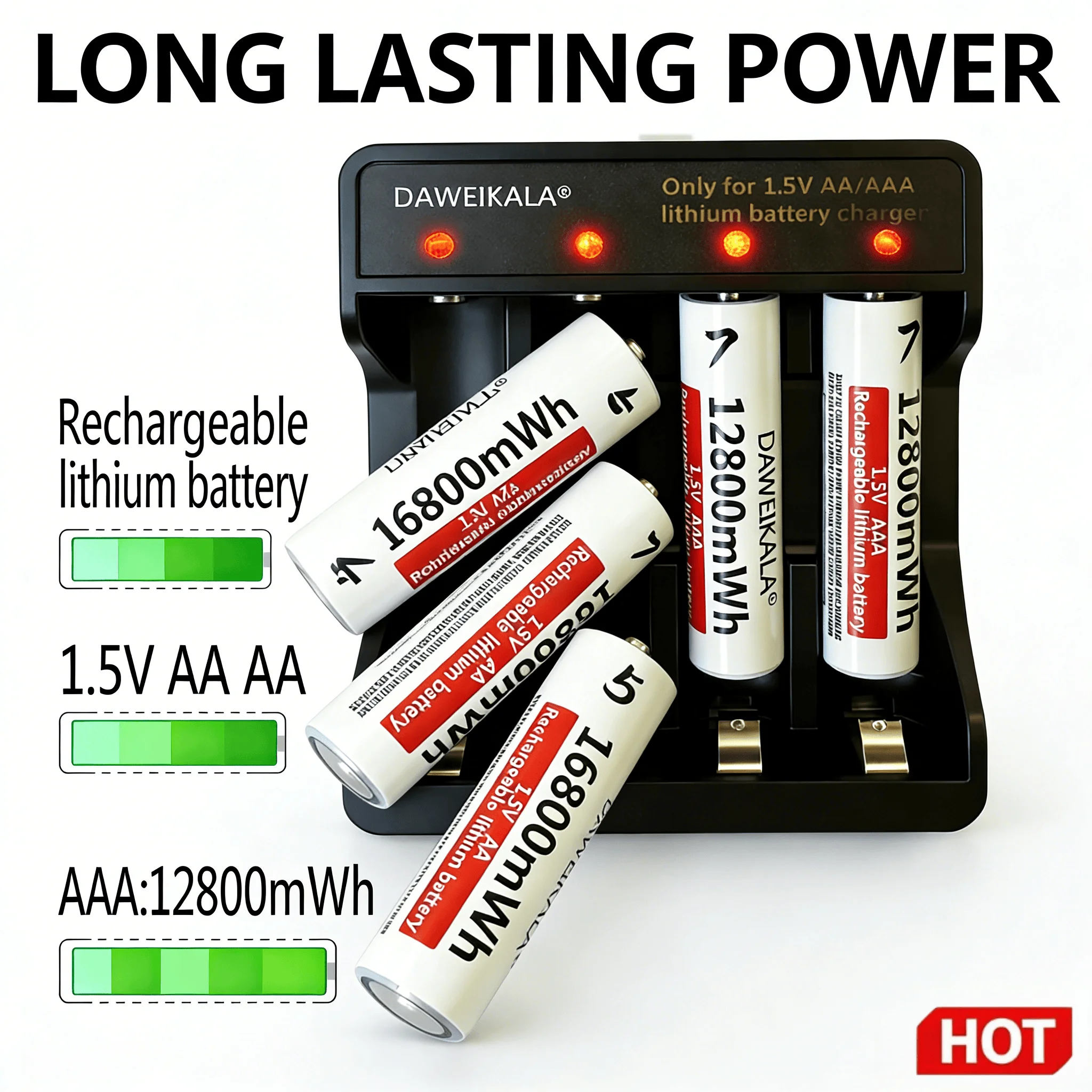 

NEW 1.5V lithium AA AAA rechargeable battery long life for Mouse Flashlight Fan Game Machine electric toy