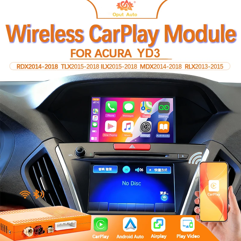 2025 جديد لاسلكي Apple Carplay Android Auto لـ Acura YD3 MDX RDX TLX ILX RLX دعم الشاشة الأصلية للطرق