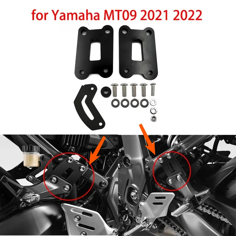 Motorcycle Footrests Extension Plate MotoBIKE Rear Folding Foot Pegs Pedal for Yamaha MT09 2021 2022 modification parts