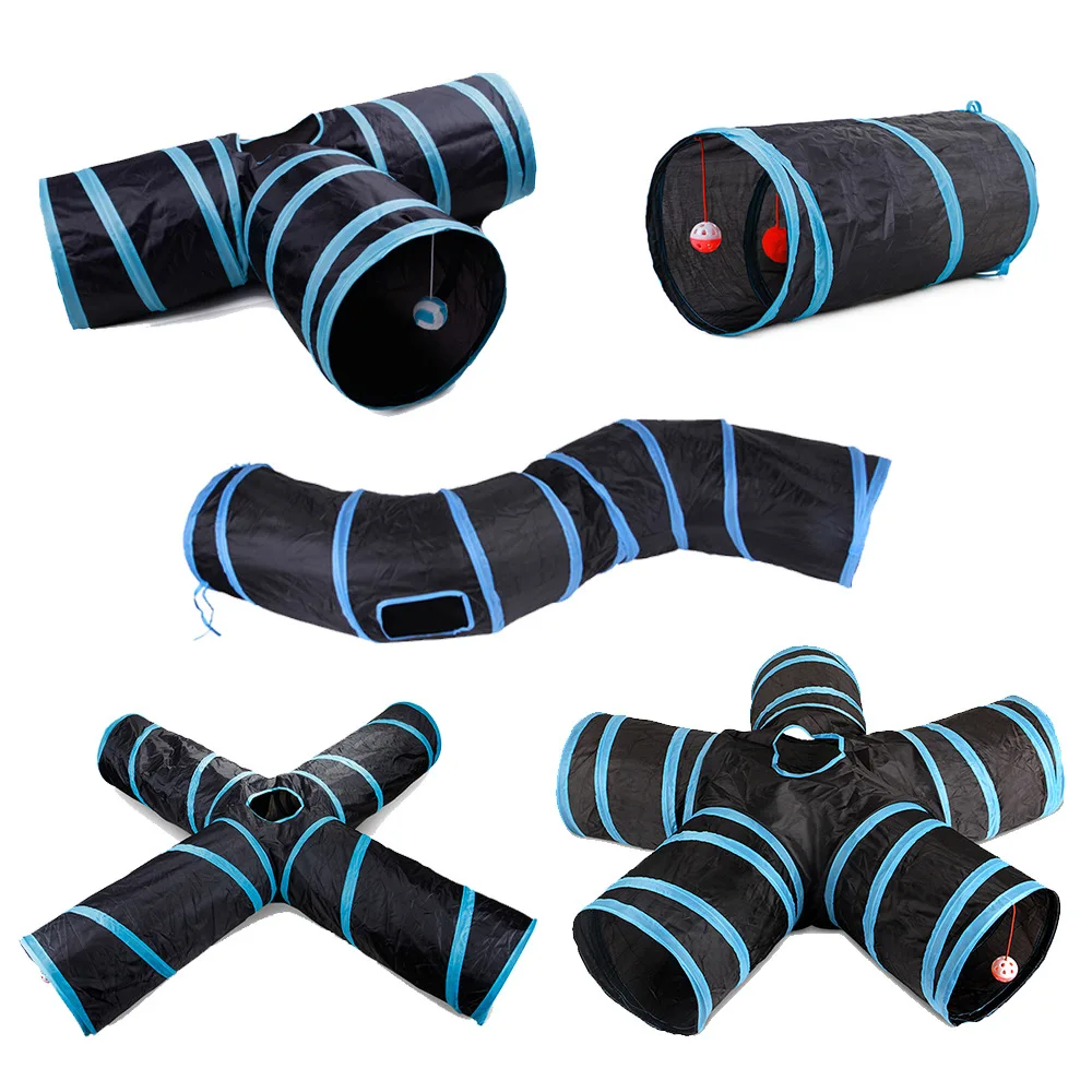 2/3 Holes Cat Tunnel Pet Tube Collapsible Play Toy Indoor Outdoor Kitty Puppy Toys for Puzzle Exercising Hiding Training Pet Toy