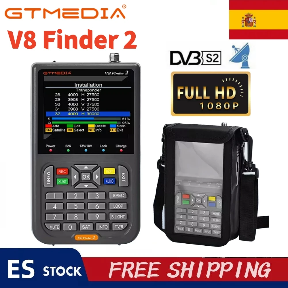 GTMEDIA Originale V8 Finder2 Misuratore di Segnale Satellitare DVB S/S2/S2X 1080P Ricevitore Decoder TV CCM, VCM, ACM, Multi-stream, T2-MI