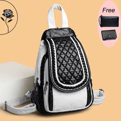 High Quality Soft Leather Backpack Women Fashion Travel Backpack Shoulder Bags for Women 2024 New School Bags Chest Bag Mochila