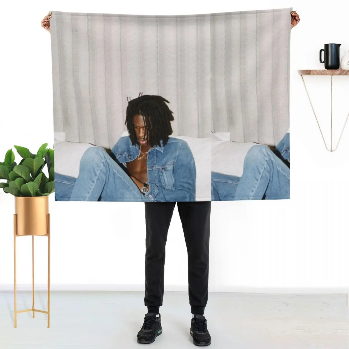 

DANIEL CAESAR DENIM Throw Blanket Stain Resistant Cozy Warm Blanket