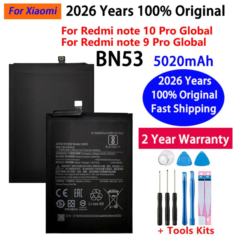 Original BN46 BN53 BN54 BN4A Battery For Xiaomi Redmi 7 9T 10X POCO M3 Note 7 8 8T 9 9S 10 10S Pro Batteries BN55 BN59 BN62 BN5A