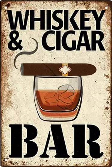 Metal Vintage Tin Sign Decor Whiskey and Cigar Bar Metal Pub,Club,Bar,Restaurant,Coffee bar, Vintage Art Wall Poster Plaque sign