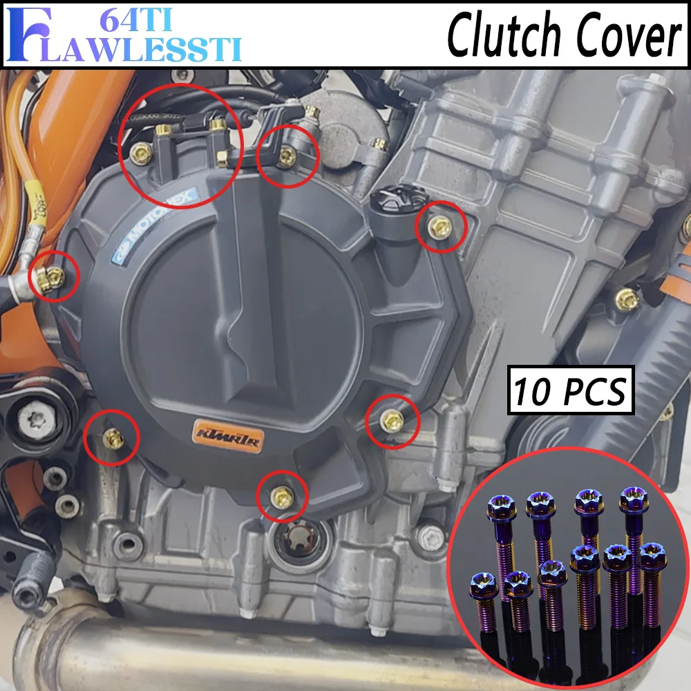 FLAWLESSTI Gr5 Titanium Bolt Magneto Clutch Cover Front Rear Brake Disc Frame Chain Cover Water Pump Bolt For KTM 890 Duke R