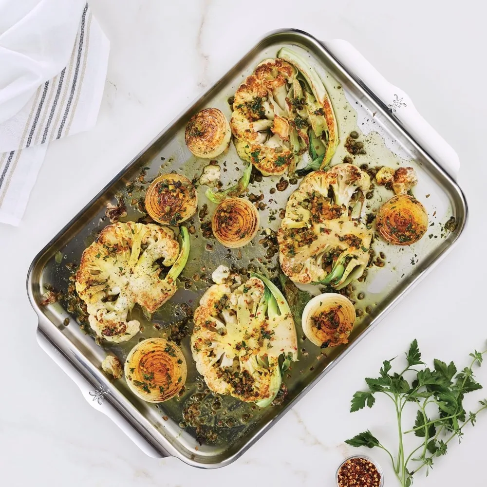 Hestan - مجموعة OvenBond - مقلاة نصف صفائح ثلاثية الطبقات، 13 بوصة × 18 بوصة