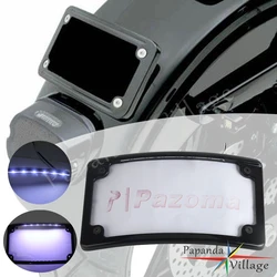 3 Holes Motorcycle LED License Plate Frame Lamp Bracket Mount Farme Tail Light For Harley FXLRS FLHRC FLHCS FLHCS FLSTFSE FXDC