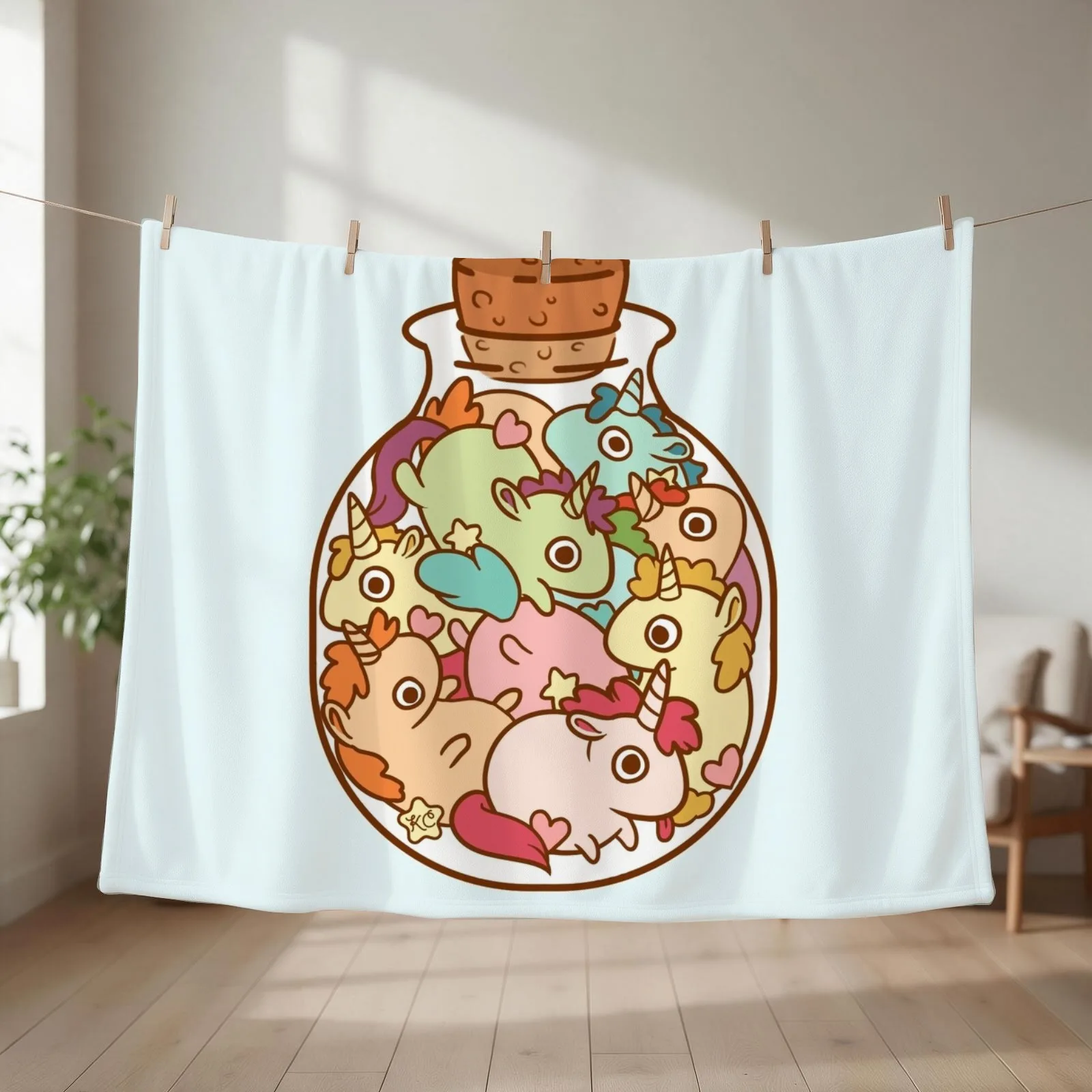 Bottle of Unicorns Throw Blanket Cute Plaid Multi-Purpose For Baby cosplay anime Blankets