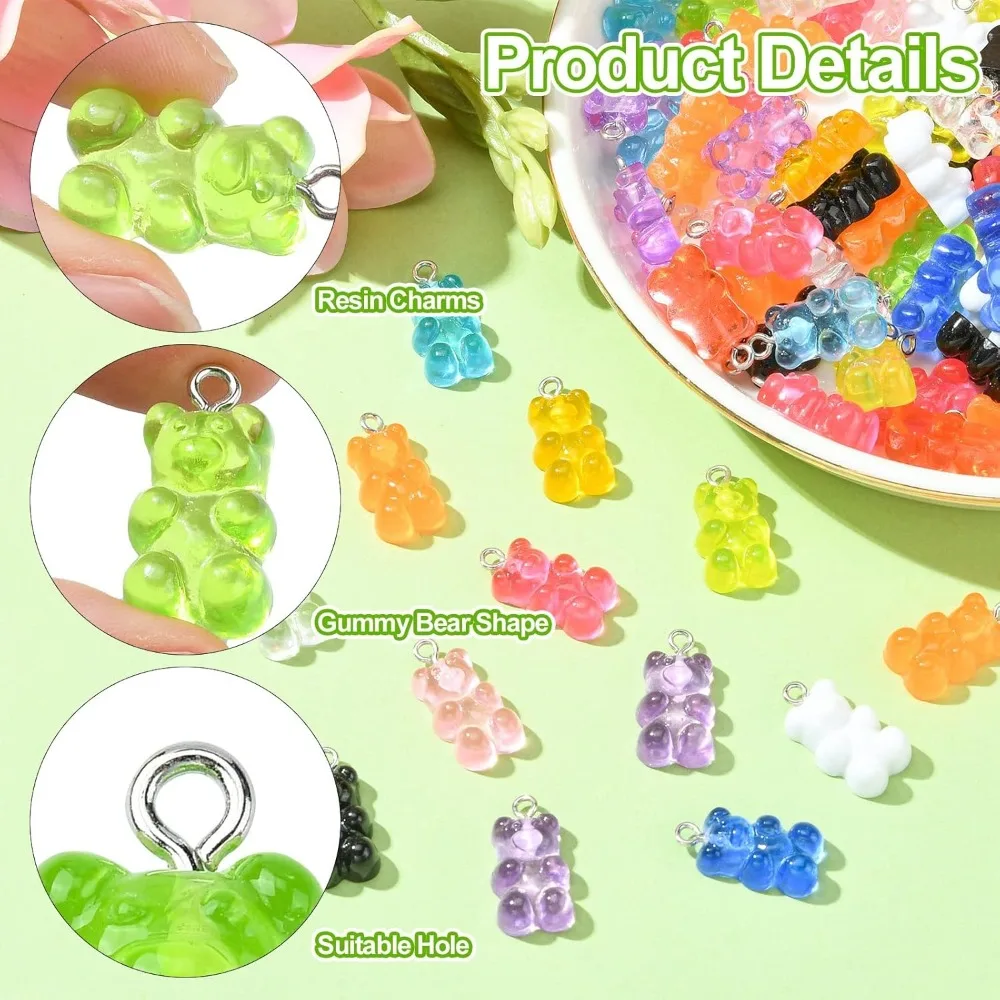 10/50/100 قطعة مختلطة غائر الدب سحر الراتنج هلام الحلوى سحر لصنع المجوهرات السائبة