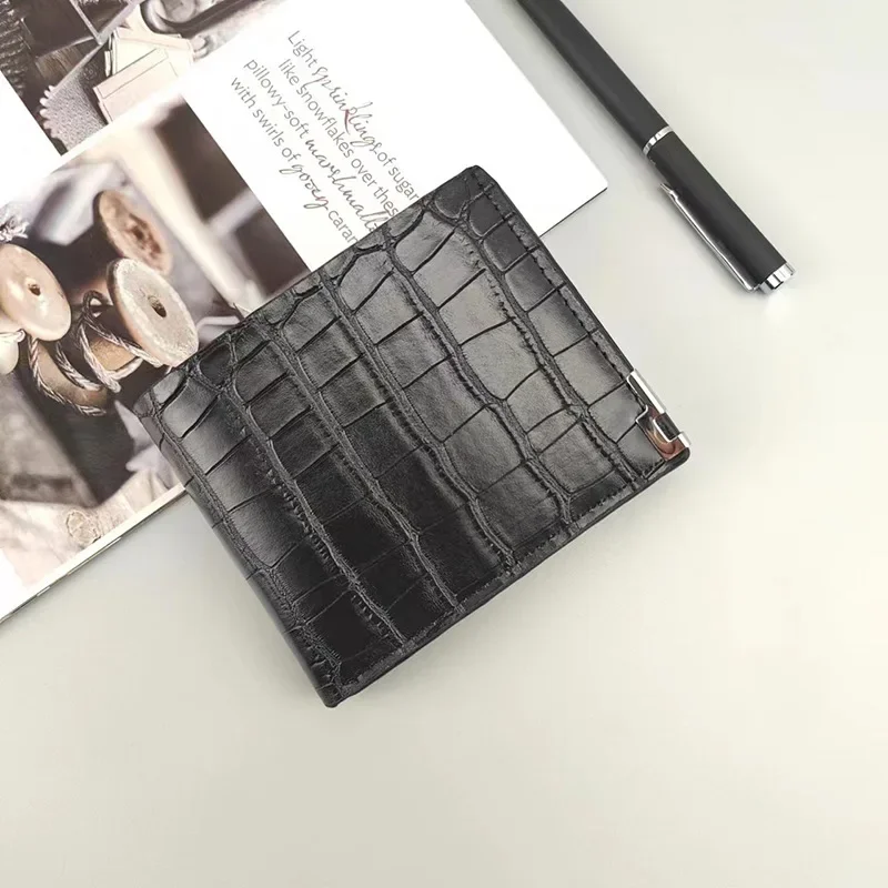 Business Men's Wallet High-end Alligator Texture with Zipper Double Fold Coin Wallet Horizontal Multi-layer Card Bag