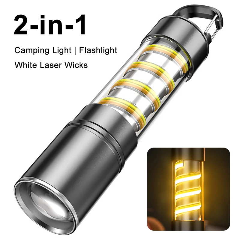 

Multifunction Camping Light Telescopic Zoomable Flashlight Waterproof Long-lasting Rechargeable White Laser Emergency Work Lamps