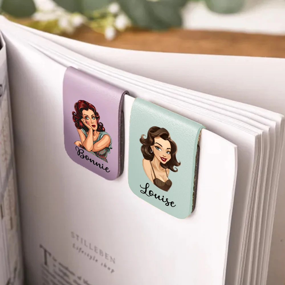 Marcapáginas con nombre para niñas bonitas, marcapáginas de cuero personalizado para chicas bonitas, marcapáginas magnético personalizado, regalo de cumpleaños para amantes de los libros, 1 ud.