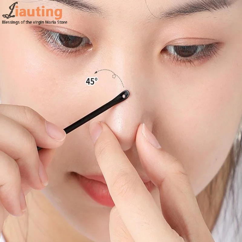 Tampone di cotone usa e getta per spremere l'acne Strumento per la rimozione dei punti neri Bastone per raschiare Estrattore di punti neri e brufoli Pulizia della pala del naso