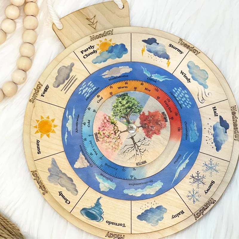 Calendar Pendant Weather Wheel / Weather Chart / Bilingual French / Weather Learning Educational Toys