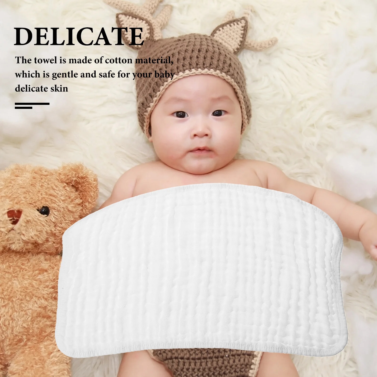 

6Pcs Baby Cotton Towels Muslin Burp Cloths Face Washcloths Newborn Soft Absorbent Drool Saliva Towels Girl Burp Cloths