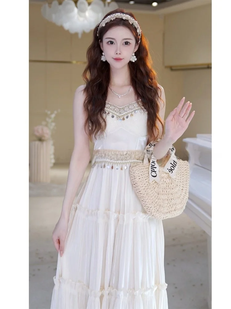 

Spring Faion Ethnic Sle Women's Hollow out Dr Set Unique Small ence Long Sve V-Ne High Waist Pear ape